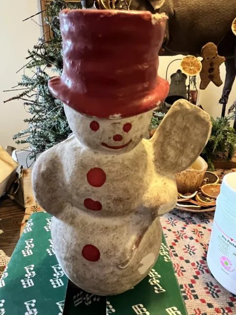 Old Paper Mache Snowman Candy Container