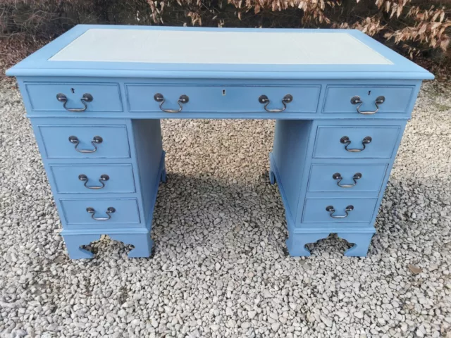 Georgian Style Partners Desk  Blue Sky And Treron Green F&B