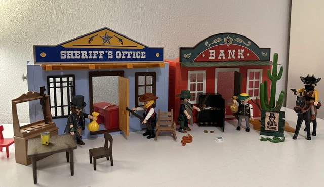 PLAYMOBIL Western -@Lampe bureau dorée mate chapeau blanc pour banquier/ ranch