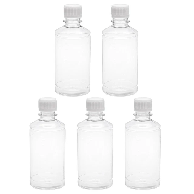 8.5 oz/250ml Flacon réactif laboratoire plastique Petite bouche Transparent 5Pcs