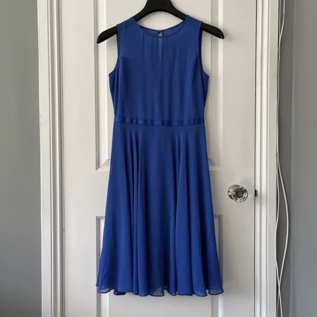 Hobbs Oxford Blue Abigale Fit & Flare Chiffon Dress Size 10 Occasion - RRP £139