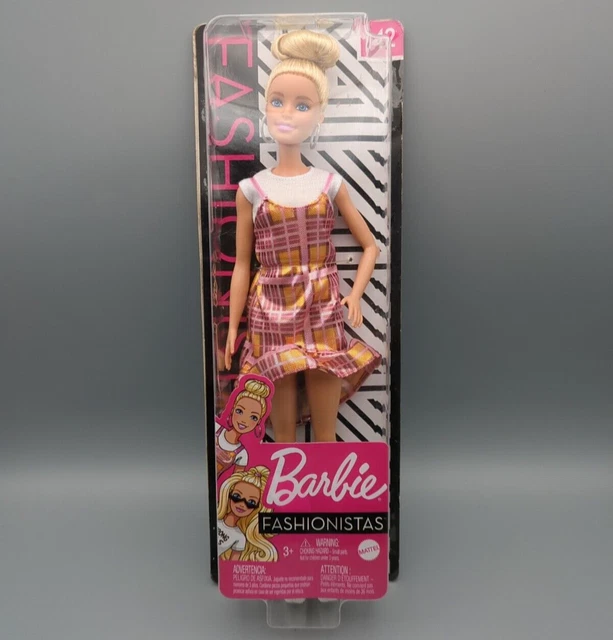 strapless open back dress Barbie Fashionistas Doll Pink Checkered Dress – Toys4me main image 0