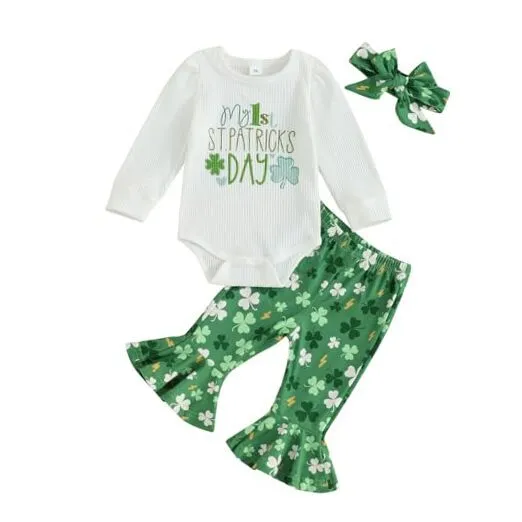 Newborn Long Sleeve T 3-6 Months My First St Patrick's Day Baby Girl Outfit