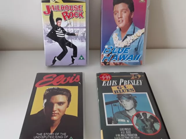 Elvis Presley VHS Videos x 4 - Jailhouse Rock, G I Blues, Elvis & Blue Hawaii