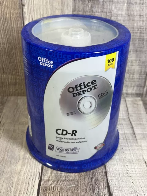 Office Depot CD-R 52X 700MB/80MIN 100 Pack Spindle Sealed Blank CD-Rs NEW