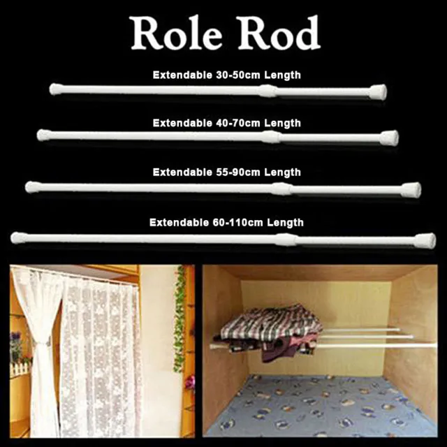 Spring Loaded Tension Curtain Rod Rail Pole Extendable 2