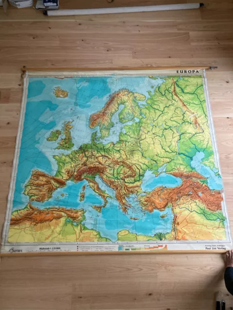 Vintage Schulwandkarte, Rollkarte, Europa 200x200 cm