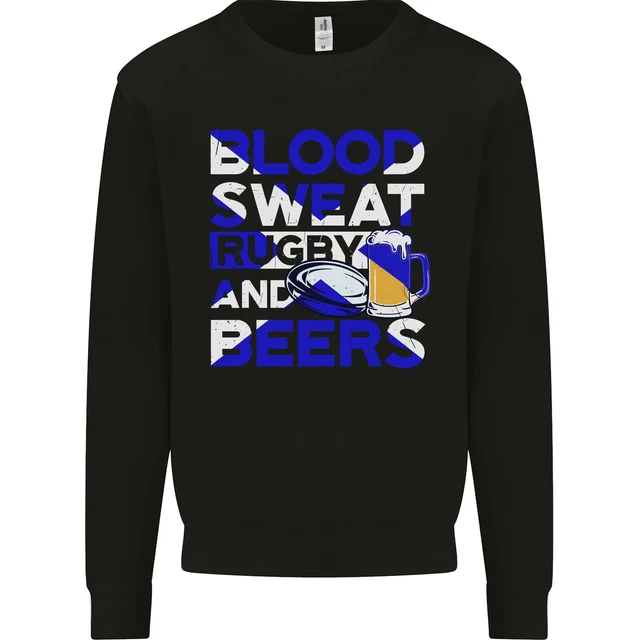 Blood Sweat Rugby and Beers Scotland Funny Mens Sweatshirt Jumper