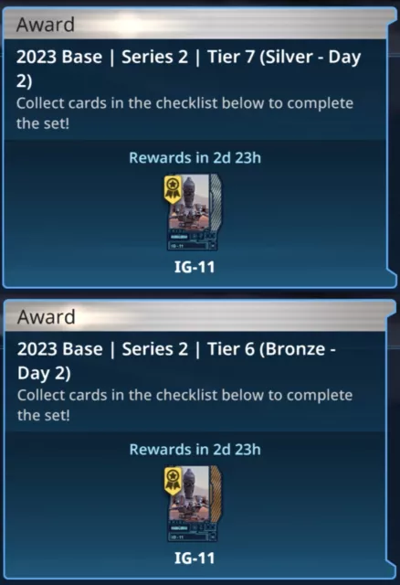 Topps Star Wars Card Trader 2023 Base Series 2 Tier 6/7 Bronze & Silver Day 2