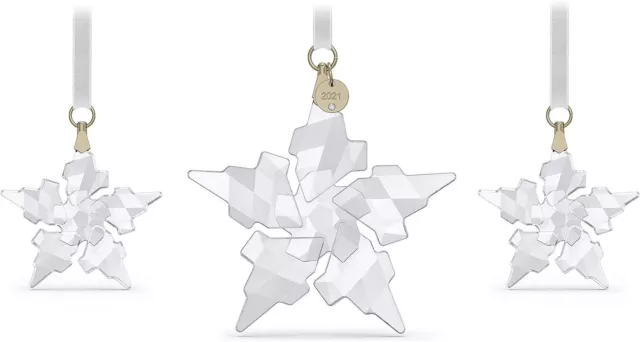 SWAROVSKI Christmas Ornament, 2021 Annual Edition, Set of 3, Clear Crystal - NIB