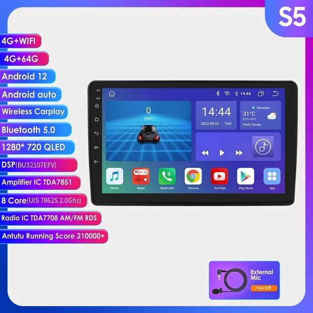 4G 64G Android 12 Autoradio lecteur vidéo multimédia pour FIAT 500X