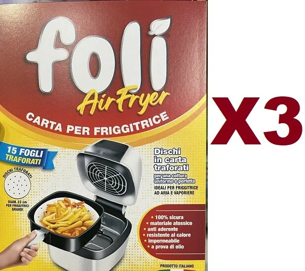 3 Pz Foli Air Fryer Carta Per Friggitrice Ad Aria Da 15 Dischi Carta Traforati