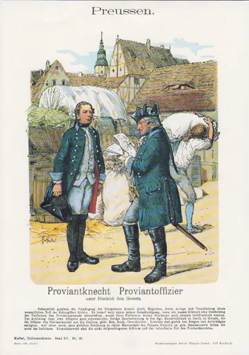Uniformtafel Gr.4/Nr.41: PREUSSEN Proviantknecht Proviantoffizier unter Friedric