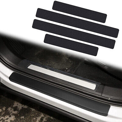 4X Carbon Fiber Car Accessories Door Plate Sill Scuff Cover Anti Scratch Sticker