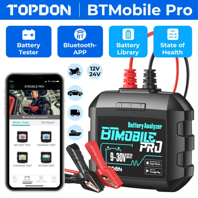 12V TOPDON BTMobile PRO Car Battery Tester Battery Library Auto Diagnostic Tool