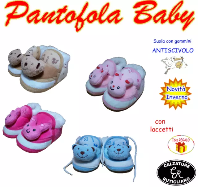 Scarpe Bambino Bambina Pantofole Laccio Babucce Neonato Antiscivolo - B375