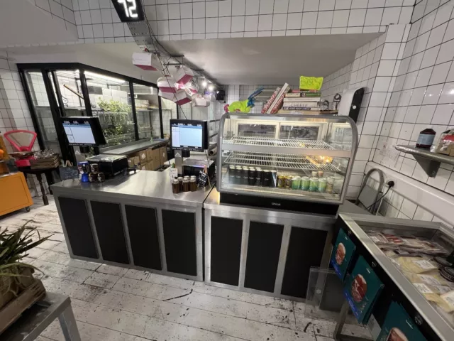 Stainless Steel Deli / Cafe Counter With Inbuilt Fridge.