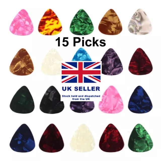 15x Guitar Picks Plectrums for Electric, Acoustic, Bass & Ukulele UK Supplier