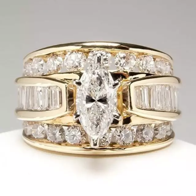 Elegant Women Wedding Engagement Party Rings 925 Silver,Gold White Sapphire  Ring