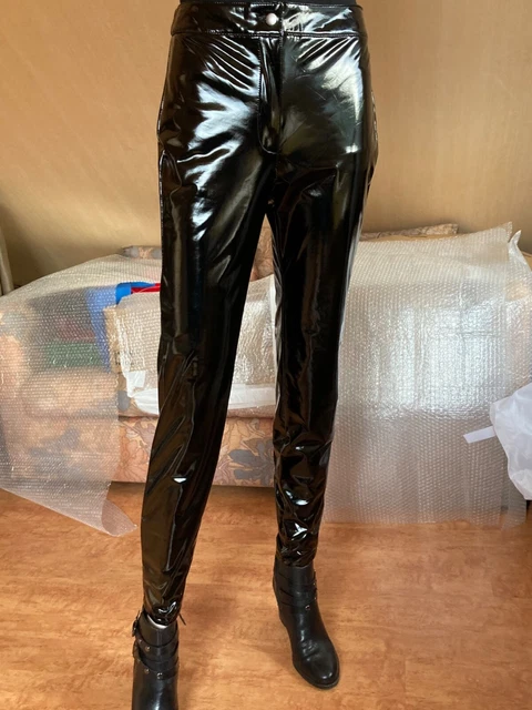 Schwarze Lackhose Noisy May Modell Soline HW Vinyl Größe S Top-Qualität