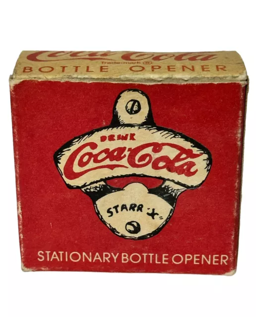 Vintage Starr X Drink Coca-Cola Stationary Wall Mount Bottle Opener in Box New