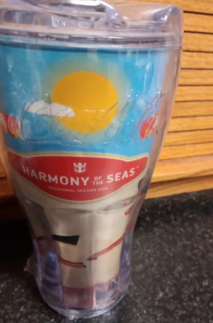 NEW RCCL Royal Caribbean Harmony Seas Inaugural Tumbler Souvenir Coca-Cola Cup