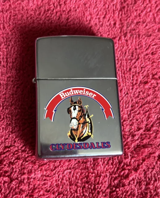 Zippo 1995 Budweiser Clydesdales Polished Chrome Lighter Sealed In Box