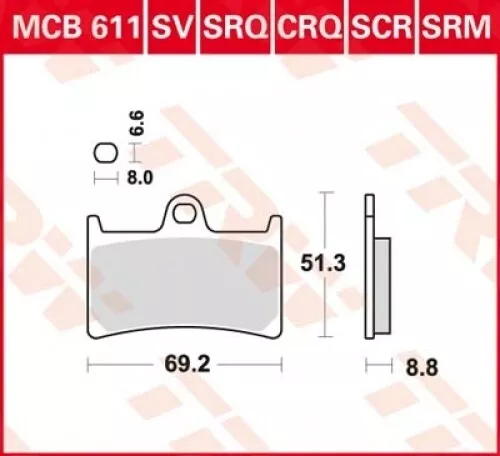 Bremsbelag TRW Lucas MCB611TRQ, Sinter Road Racing ohne ABE