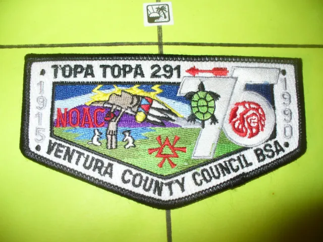 Topa Topa Lodge 291,S37,1990 NOAC,75th Ann OA Flap,Ventura Council,California,CA