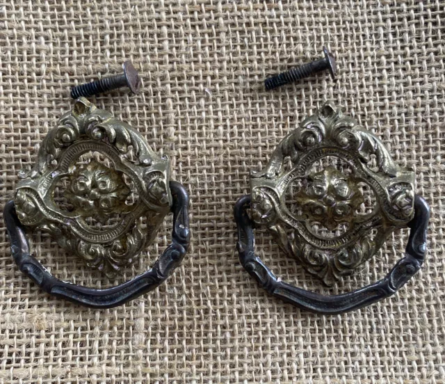 Drop Bail Pull Drawer Hardware Cabinet Cupboard Single Handle Knob Ornate Pair