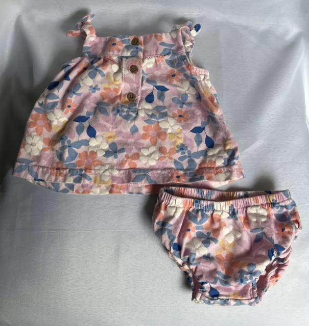 Carter's Baby Girls Size 3 Months Top Diaper Cover Set Outfit Floral Summer