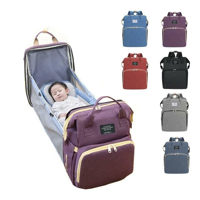 Diaper Bag Backpack Expandable Baby Portable Bed with Changing Station