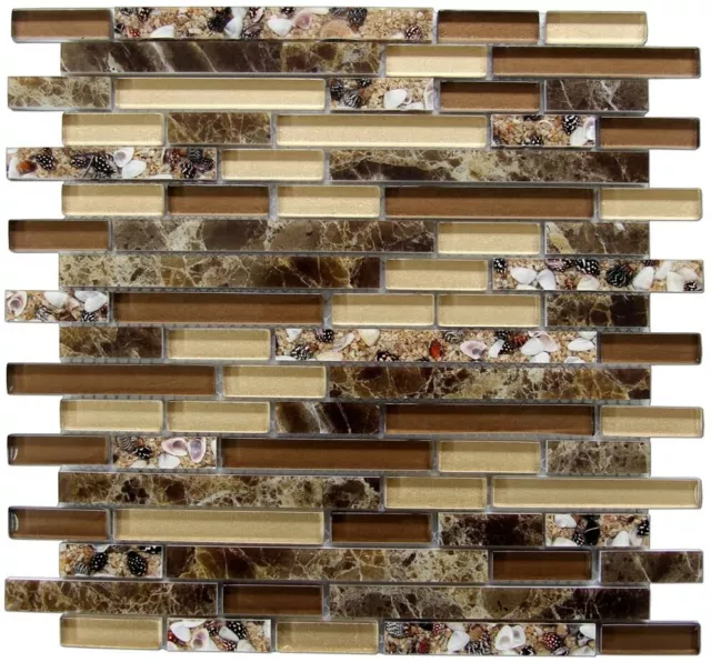 Art3d 12"x12" Glass-N-Natural Marble Mosaic Tile for Bathroom Kitchen Backsplash