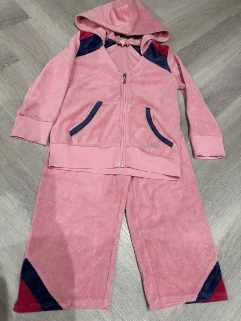 JUICY COUTURE Girls Pink Tracksuit Cropped Joggers Hoodie Set Age 8 NWT