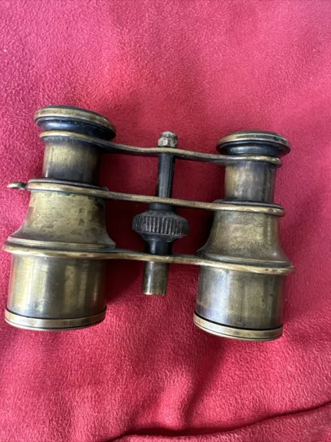 Antique Vintage  Brass  Opera Glasses Binoculars  In Operating Condition