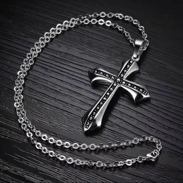 Fashion Stainless Steel Cross Pendant Necklace Chain Women Men Jewelry Gifts New