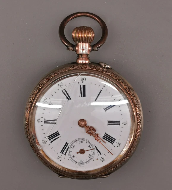 9020031 Argento Herren-Taschenuhr Circa 1890 800er Argento Movimento Läuft
