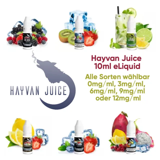 Hayvan Juice 10ml eLiquid mit 0mg, 3mg, 6mg, 9mg oder 12mg Nikotin Liquid