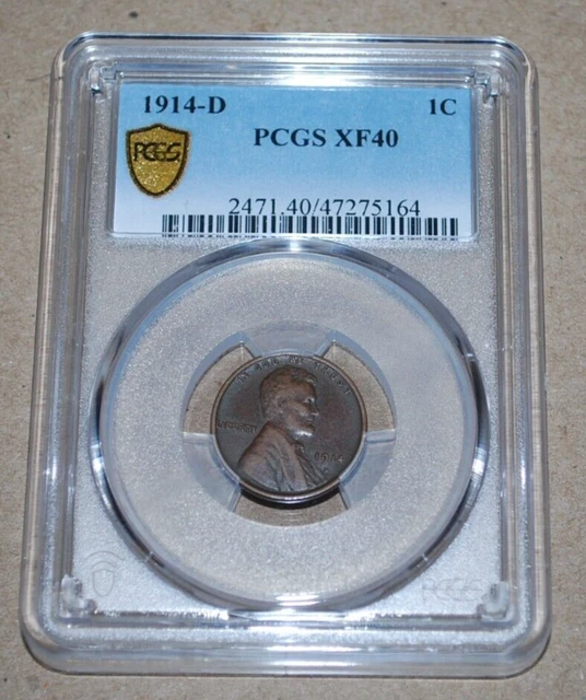 1914-D Lincoln Cent Wheat Penny Coin-PCGS XF40-Brown