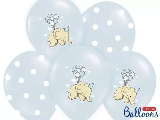 50 PALLONCINI lattice 30 cm CELESTE POIS ELEFANTE compleanno nascita bam 0F80