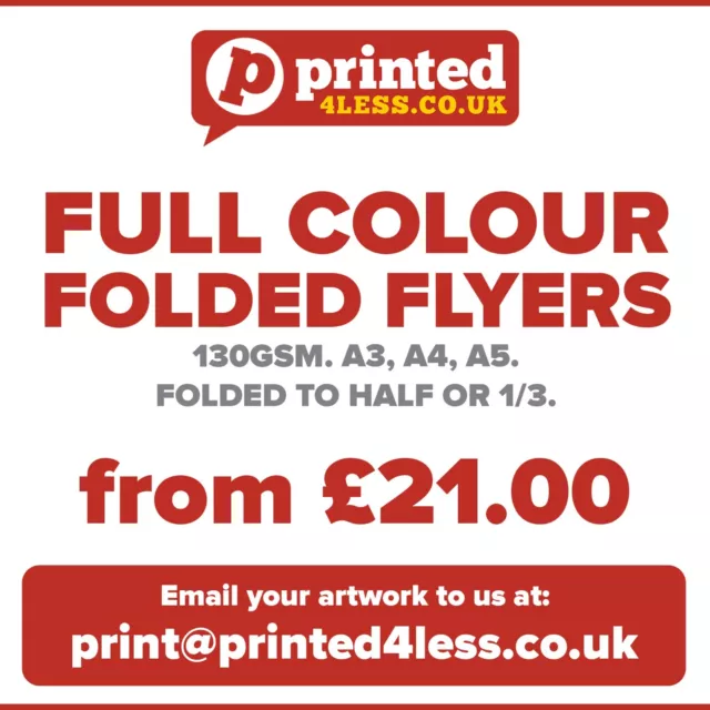 Folded Flyers Menu Leaflets Printed Full Colour A3 A4 A5 A6 135Gsm 130Gsm