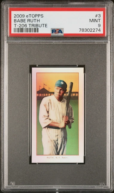 Babe Ruth T 206 POP 8 BABE Ruth 2009 eTopps T206 Carta tributo tabacco #'d/749 PSA 9 ...