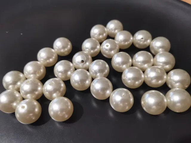 30pcs Acrylic Faux Simulate Pearl Round Spacer Beads IVORY Wedding Bridal X33