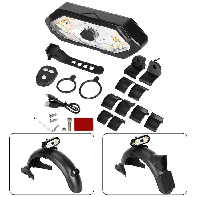 Parafango posteriore nero a 4 fori con luce a LED per monopattino Lexgo, I-Bike, Woow, Gosmart e altri