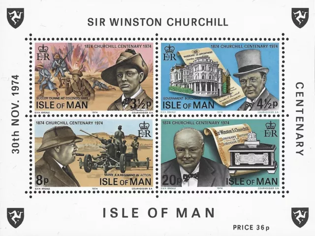 1974 Isle of Man Sg MS58 Birth Centenary of Sir Winston Churchill Unmounted Mint