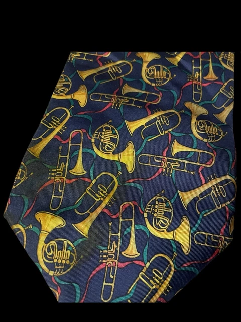 Allyn Brass Trombone French Horn Trumpet Band Music Teacher 100% Silk Tie Allyn Brass Trombone French Horn Trumpet Band Music Teacher 100% Silk Tie