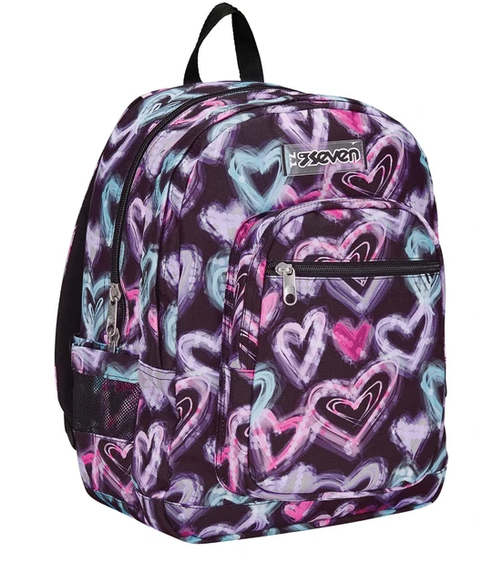 ZAINO SCUOLA SEVEN bambina due scomparti cuori freethink nero rosa bianco EUR 62 00 PicClick IT