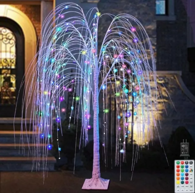 240 LED 5FT Colorful Lighted Willow Tree, RGB with Remote, Multicolored Lights