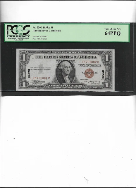 Hawaii Silver Certificate  Fr. 2300 1935A Block L-C   $1 Very Choice New 64Ppq