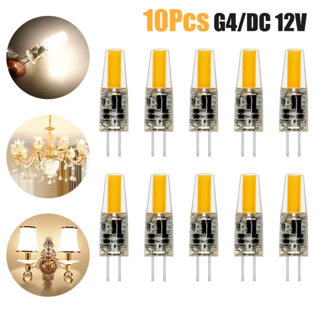 10PCS G4 LED Bi-pin Base Light Bulb COB Warm White Lamp 12V AC/DC Energy Saving